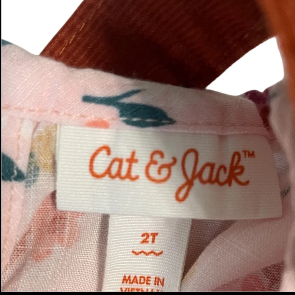 Cat & Jack Floral Top with A Rusty Brown Corduroy Suspender Skirt